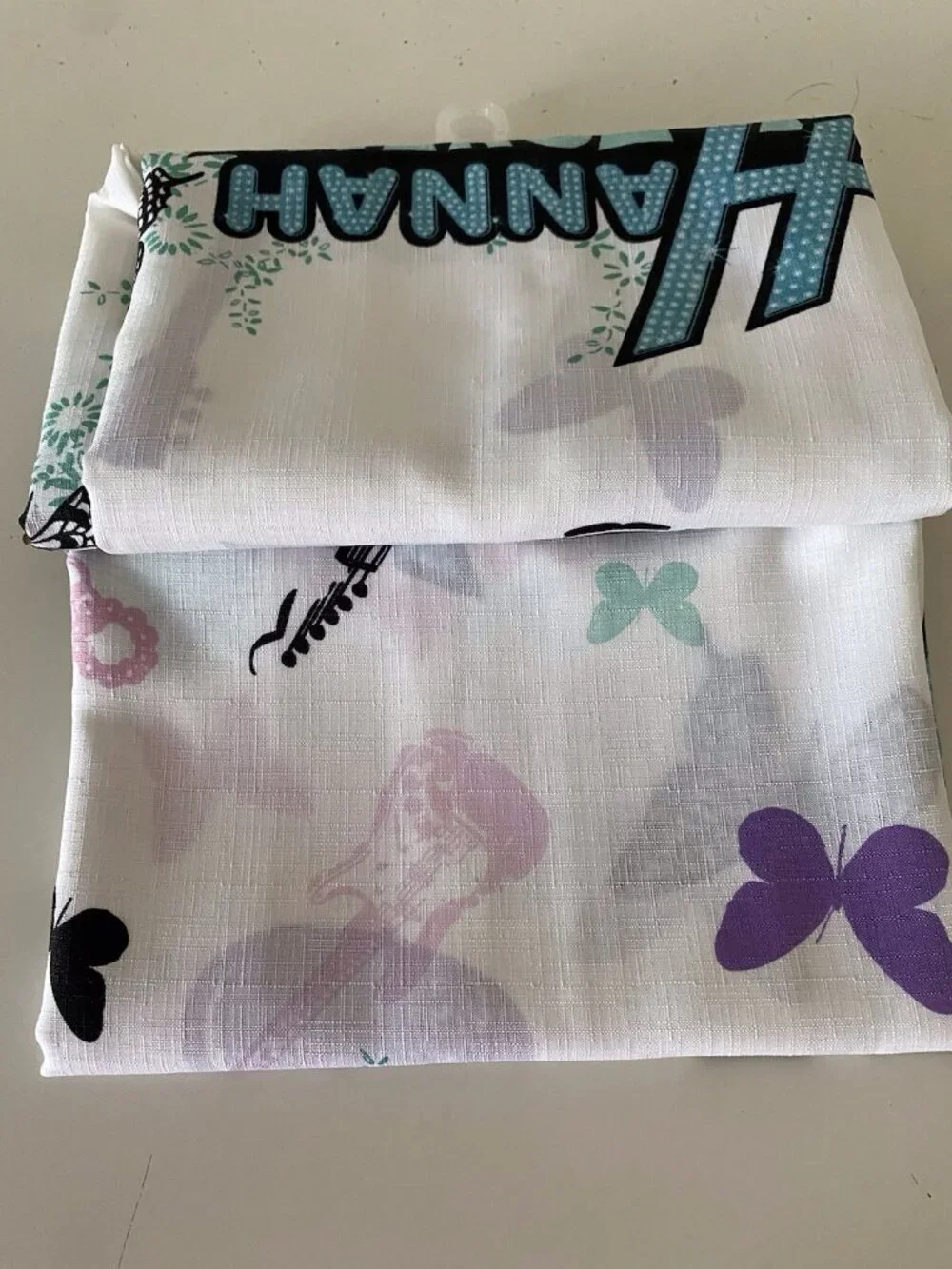 13 Piece Disney Hannah Montana Guitar Butterfly‎ Fabric Shower Curtain 72” X 72”